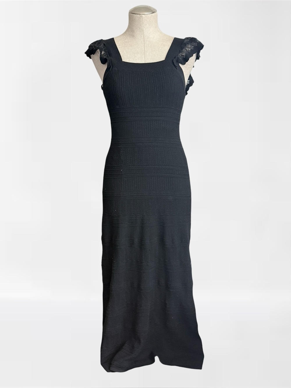 Sézane Isabelle Knit Long Dress in Black | Size S